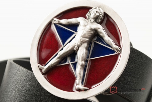 Кожаный ремень с пряжкой "MAN ON PENTAGRAM" (Мужчина на пентаграмме) 3D - kupiremen.ru