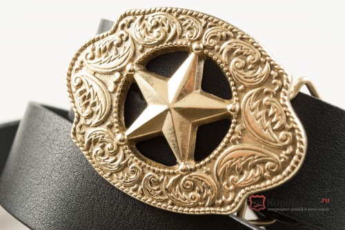 Кожаный ремень с пряжкой "TEXAS STAR" (Звезда Техаса) 3D - kupiremen.ru