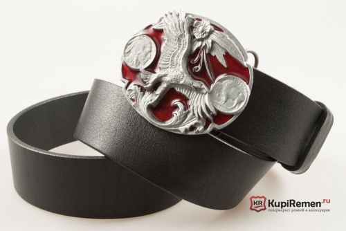 Кожаный ремень с пряжкой "Орёл с монетами" 3D - kupiremen.ru