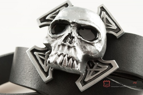 Ремень с пряжкой "Череп с крестом" 3D - kupiremen.ru