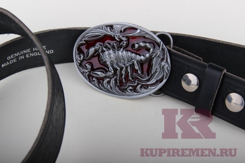 Кожаный ремень с пряжкой "Скорпион" - kupiremen.ru