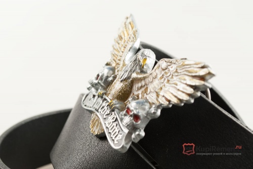 Кожаный байкерский ремень с прягой "BAD TO THE BONE" - kupiremen.ru