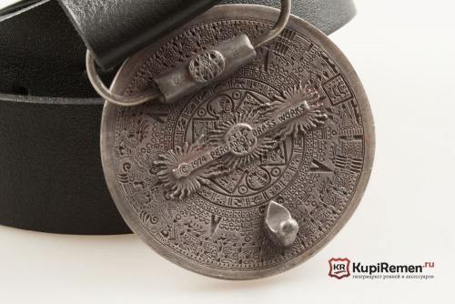 Кожаный ремень с пряжкой "AZTEC CALENDER" (календарь Майя) 3D - kupiremen.ru
