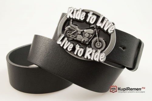 Кожаный ремень с пряжкой "RIDE TO LIVE" (Движение - жизнь) 3D - kupiremen.ru