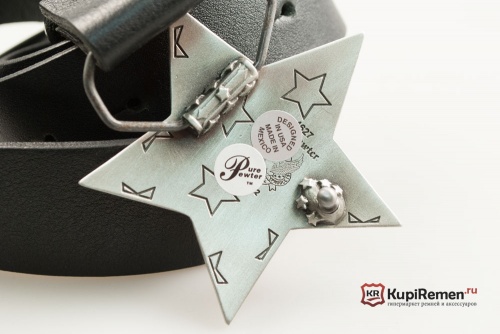 Кожаный ремень с пряжкой "STAR" (Звезда) - kupiremen.ru