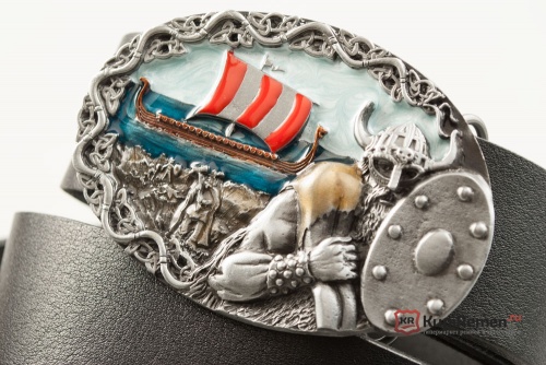 Кожаный ремень с пряжкой "VIKING" (Викинг) 3D - kupiremen.ru