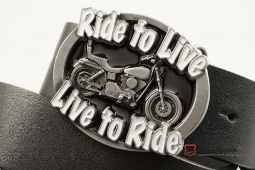 Кожаный ремень с пряжкой "RIDE TO LIVE" (Движение - жизнь) 3D - kupiremen.ru