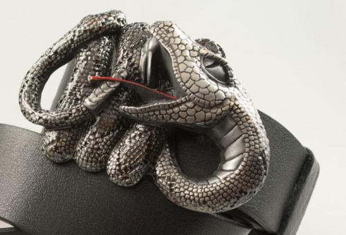 Кожаный ремень с пряжкой "RATTLE SNAKE" (Гремучая змея) 3D - kupiremen.ru