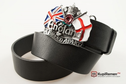 Кожаный ремень с пряжкой "ENGLAND" (Англия) 3D - kupiremen.ru