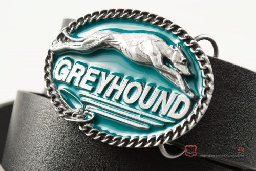 Кожаный ремень с пряжкой "Greyhound" (Борзая) 3D - kupiremen.ru