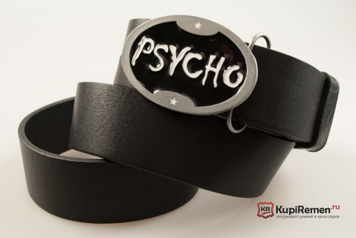 Кожаный ремень с пряжкой "PSYCHO"  - kupiremen.ru