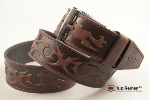 Узорный широкий кожаный ремень NS belt с аппликацией - kupiremen.ru