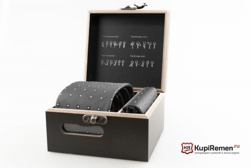 Мужской галстук с нагрудным платком Roberto Fzancrin в деревянной коробке - kupiremen.ru
