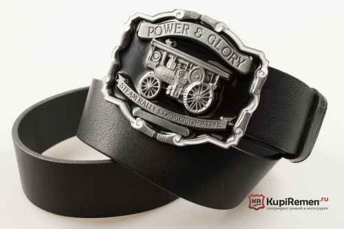 Кожаный ремень с пряжкой "TRACTION ENGINE" (Паровая машина) 3D - kupiremen.ru