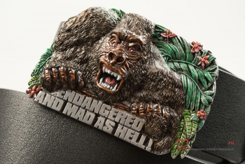 Кожаный ремень с пряжкой "GORILLA" (Горилла) 3D - kupiremen.ru