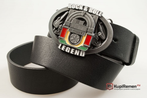 Кожаный ремень с пряжкой "ROCK N ROLL LEGEND" (Легенда рок-н-ролла) 3D - kupiremen.ru