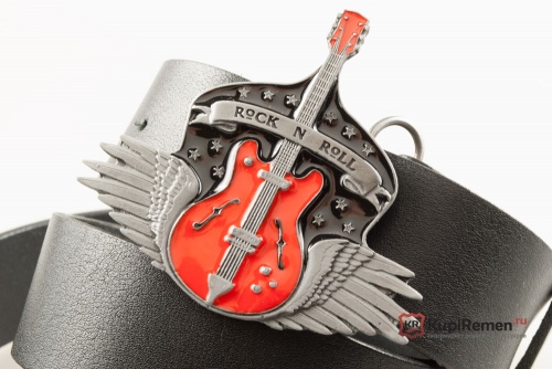 Кожаный ремень с пряжкой "ROCK n ROLL"  - kupiremen.ru