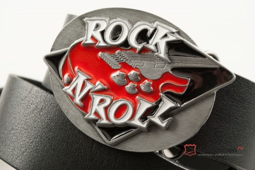 Кожаный ремень с пряжкой "ROCK 'N' ROLL" (Рок-н-ролл) 3D - kupiremen.ru