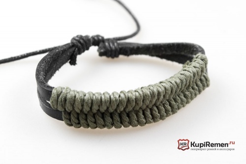 Браслет из экокожи и текстиля Косичка - kupiremen.ru