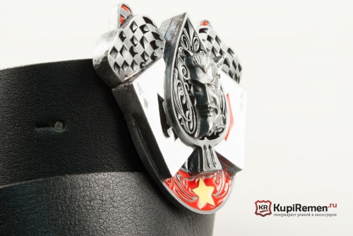Кожаный ремень с пряжкой "Пики с дьяволом" 3D - kupiremen.ru