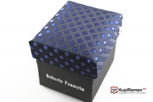 Узкий галстук синего цвета Roberto Fzancrin в коробке - kupiremen.ru