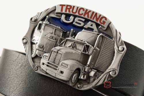 Кожаный ремень с пряжкой "TRUCKING U.S.A" (Дальнобойщик) 3D - kupiremen.ru
