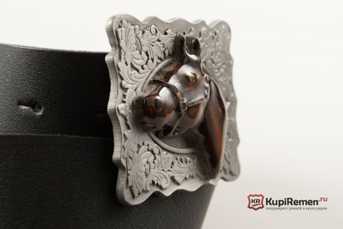 Кожаный ремень с пряжкой "Голова лошади" 3D - kupiremen.ru