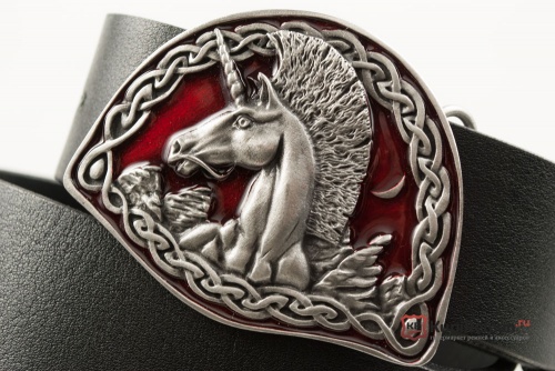 Кожаный ремень с пряжкой "CELTIC UNICORN" (Кельтский единорог) 3D - kupiremen.ru