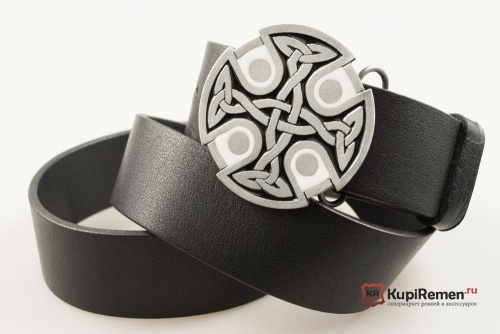 Кожаный ремень с пряжкой "CELTIC CROSS" (Кельтский узорный крест) - kupiremen.ru