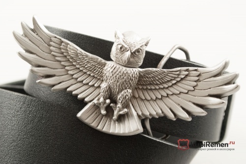 Кожаный ремень с пряжкой "OWL" (Сова с поворотной головой) - kupiremen.ru