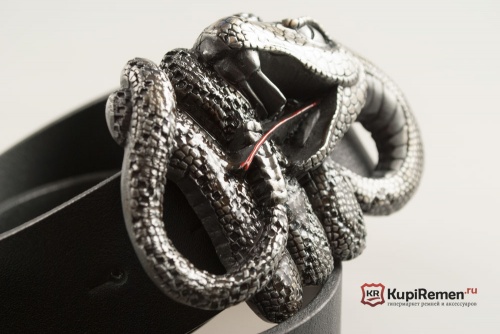 Кожаный ремень с пряжкой "RATTLE SNAKE" (Гремучая змея) 3D - kupiremen.ru