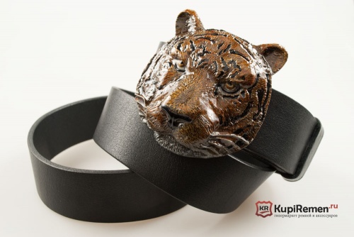 Кожаный ремень с пряжкой "TIGER HEAD" (голова тигра) - kupiremen.ru