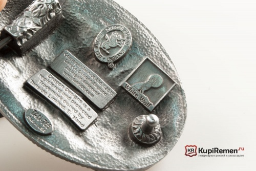 Кожаный ремень с пряжкой "Монеты с подковами"  - kupiremen.ru