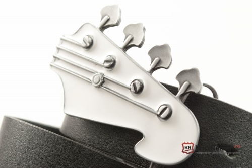 Кожаный ремень с пряжкой "BASE GUITAR HEAD" (Голова бас-гитары) 3D - kupiremen.ru