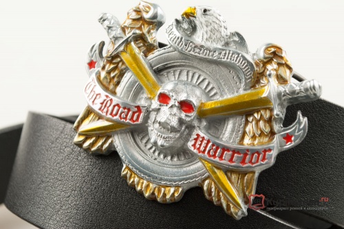 Кожаный ремень с пряжкой "ROAD WARRIOR" (Воин дороги) - kupiremen.ru