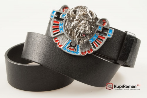 Кожаный ремень с пряжкой "BUFFALO TOTEM"  - kupiremen.ru