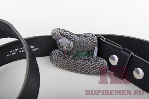 Кожаный ремень с пряжкой "Змея" - kupiremen.ru
