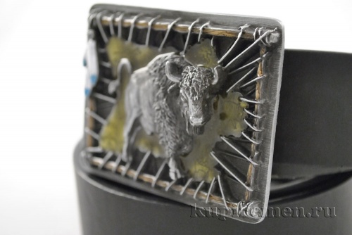 Кожаный ремень с пряжкой "BUFFALO"  (Бизон) 3D - kupiremen.ru