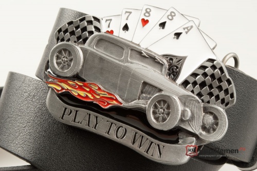 Кожаный ремень с пряжкой "Play to win" 3D - kupiremen.ru