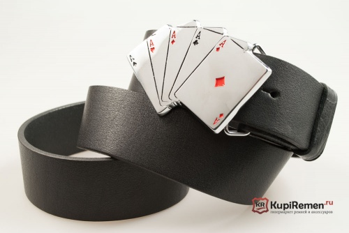 Кожаный ремень с пряжкой "5 ACES" (пять тузов) - kupiremen.ru