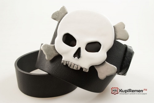 Кожаный ремень с пряжкой "SKULL LARGE" (Большой череп ) 3D - kupiremen.ru