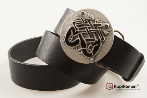 Кожаный ремень с пряжкой "CELTIC TWIN DOGS" - kupiremen.ru