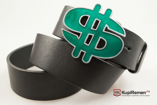 Кожаный ремень с пряжкой "$ SIGN" (Знак доллара) - kupiremen.ru