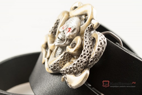 Кожаный ремень с пряжкой "OCTO SKULL" (Череп осьминога) 3D - kupiremen.ru