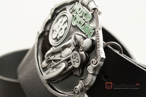 Кожаный ремень с пряжкой "A.J.S. MOTO" 3D - kupiremen.ru