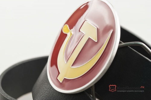Кожаный ремень с пряжкой "USSR" (символика СССР) - kupiremen.ru