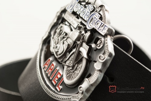 Кожаный ремень с пряжкой "ARIEL MOTO" (Мотоцикл Ариэль) 3D - kupiremen.ru