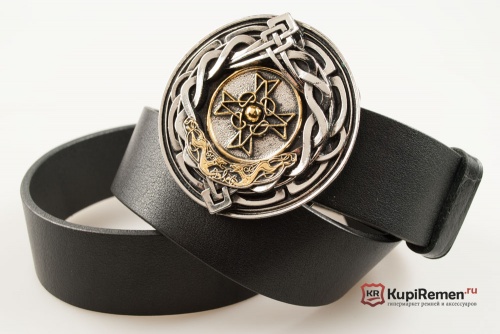 Кожаный ремень с пряжкой "Кельтский крест с узором" 3D - kupiremen.ru