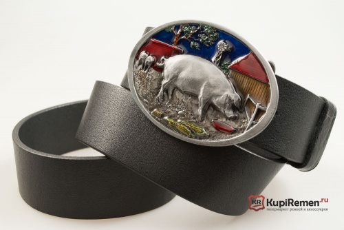 Кожаный ремень с пряжкой "PIG" (Свинья) 3D - kupiremen.ru