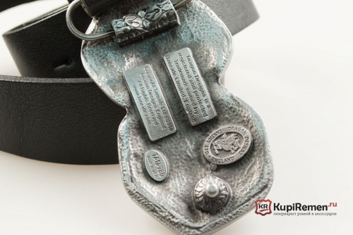 Кожаный ремень с пряжкой "DICE BLUE" (Синие кости) - kupiremen.ru